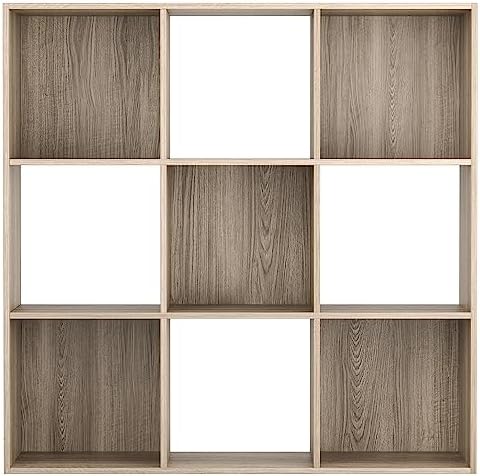 Nouva 9 Cube Storage Organizer Shelf with 5 Removable Back Panels Freestanding 3-Tier Open Wood Bookshelf for Home, Offi