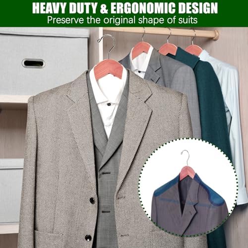Amber Home 5 Pack Cedar Wood Suit Coat Hangers with Extra Wide Shoulder