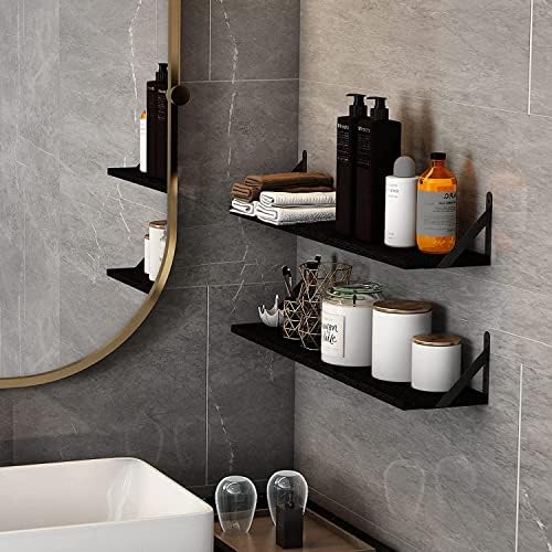 YGEOMER 4 Different Sizes Floating Shelves for Wall Home Decor, Black