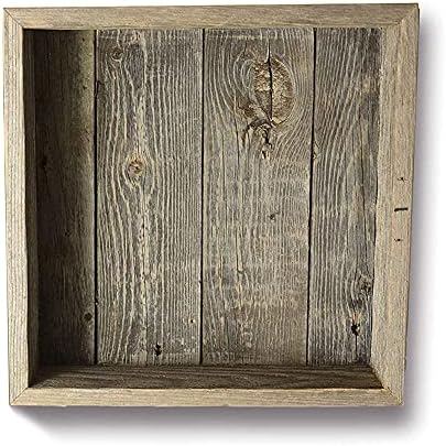Rockin' Wood Rustic Wood Shadow Box Floating Shelves with Wood Backing, Made with Reclaimed barn Wood, Set of 3, Weather