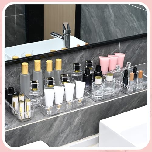 15 Pcs Expandable Drawer Organizer, All Adjustable Storage Box, Clear