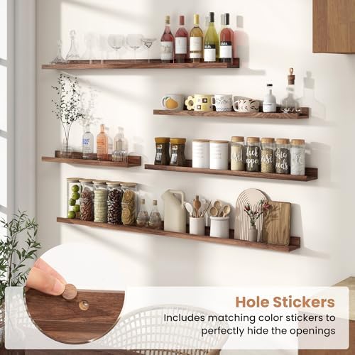 Fun Memories Picture Ledge Shelf, 48 Inch Floating Shelves Set of 2, Large Nursery Book Shelves for Kids, Wall Mounted B