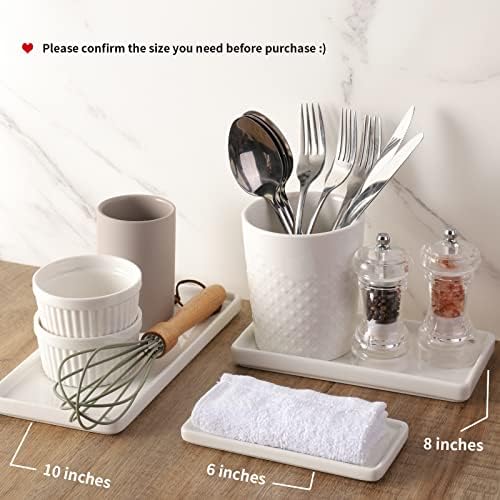 Gurygo 2 Pack 6" Bathroom Tray for Counter - Ceramic Vanity Trays for Bathroom - Small Rectangle Ceramic Tray - Kitchen