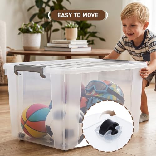 Citylife 4-Pack 69 QT Clear Plastic Storage Bins with Latching Lids