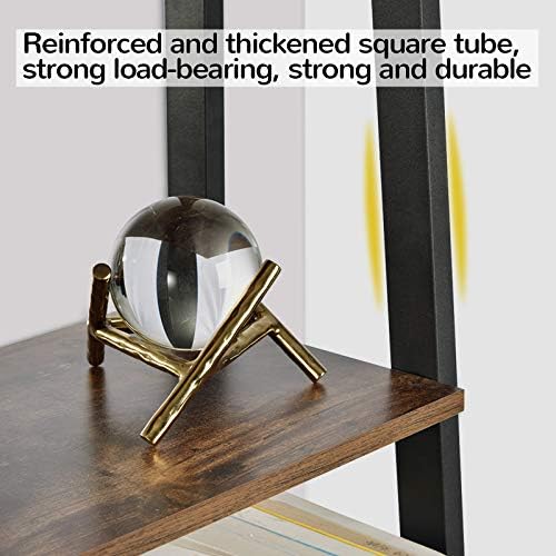Houssem 4 Tier Ladder Bookshelf Industrial Bookcase Wood Shelves with Metal Frame Unit Display Shelving Rack Storage Org