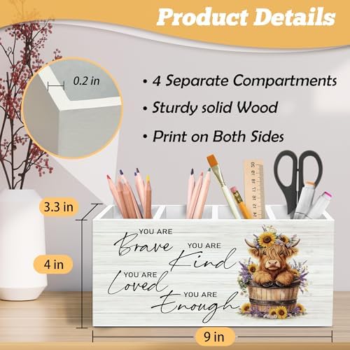 Inspirational Highland Cow Pen Holder Organizer for Desk Accessories