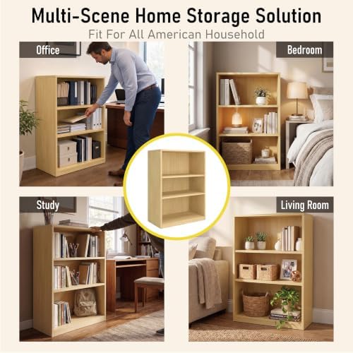 WannabeMyself【Easy Assembly】 Open Display 3-Tier Bookshelf,Storage Organizer,Bookcase for Living Room, Bedroom, Home Off
