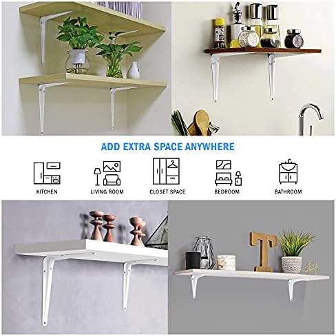 Nuk3y L Shape Heavy Duty Shelf Bracket with Screws, 20 Pack (10"" x 12"", Gray)