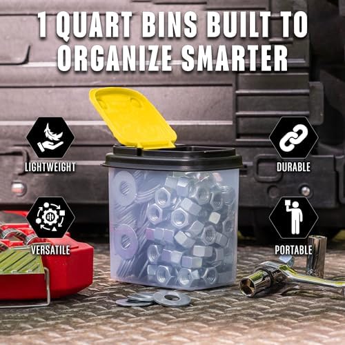 Buddeez Stackable Hardware Storage Bins, Workshop Organizer 1 Quart 12-Pack