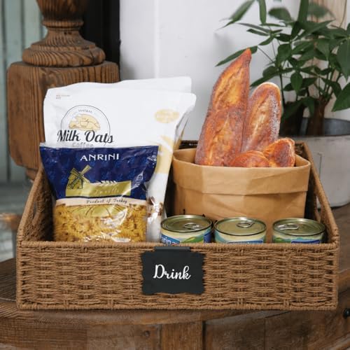 Pantry Baskets for Organizing, Wicker Storage Bins, S-2pcs, Brown
