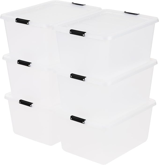 IRIS USA 32 Qt High-Capacity Clip Box 6-Pack, Craft Storage Bins with Latching Lids, Art & Writing Supply Containers for Home, Office & Classroom Organization