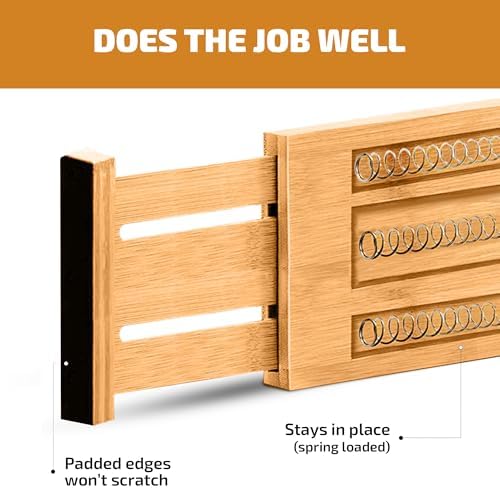 6-Pack Deep Drawer Dividers 4-Inch High Dresser Drawer Organizer, Bamboo