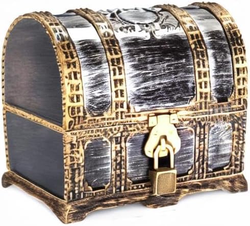 Kids Pirate Treasure Chest Plastic Pirate Vintage Treasure Box, Mini Pirate Chest Toys for Boys