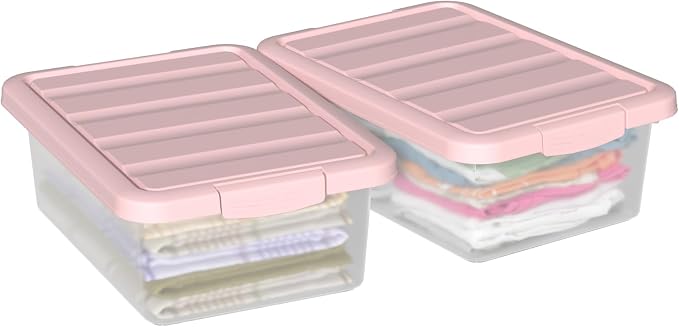 14 Quart Latching Storage Bin with Lid, Plastic Clear Storage Box, 2 Pack