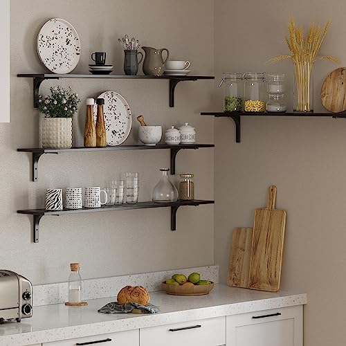 DINZI LVJ Long Wall Shelves, 47.3Inch Wooden Wall Mounted Shelves, Set of 2