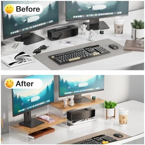 YGYQZ Adjustable Monitor Stand Riser, 7.67"×15.74" Dual Monitor Desk Stand