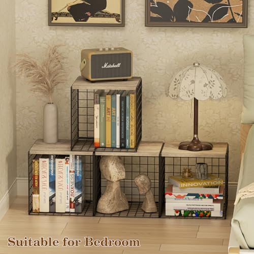 Dmevkic 2 Cube Small Bookcase,Bookshelf for Small Spaces Book Shelf,12.2 x 12.2 x 12.2, DIY Variable Stackable Cube Stor