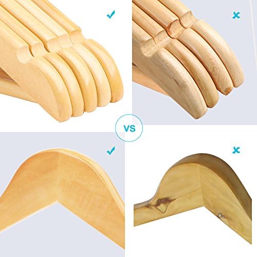 SONGMICS 35 cm (Maple Wood) Set of 20 Wooden Coat Clothes Hangers with Trouser Bar for Children, Natural CRW006-20