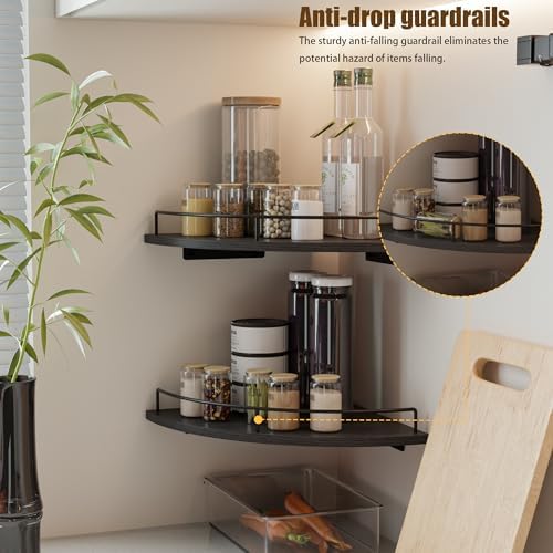 Corner Shelf Wall Mount, Floating Corner Shelves, Set of 4 Corner Wall Shelf Organizer,Rustic Wood Wall Storage Display