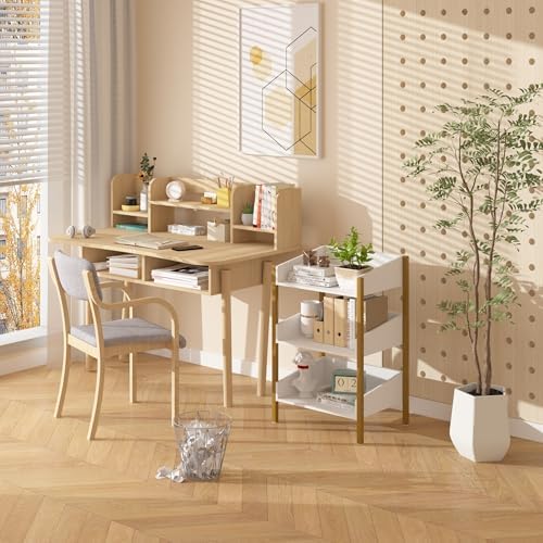 VECELO Bookshelf,Small Bookcase,3-Tier Storage Organizer,Industrial Shelving Unit for Living Room,Classroom,Office,Dormi