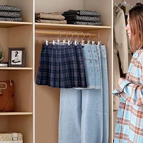 Cimlord 12 Pack Pants Hangers with Clips Skirt Hangers for Women Shorts Hangers Heavy Duty Metal Clothes Hanger for Closet Space Saving Non Slip Trousers Hanger Jeans Hanger for Men,Black,14 Inch