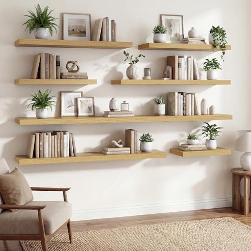 Acovy Floating Shelves for Wall 9 Inch,9.3" Deep Square Floating Shelf Set of 3,Wall Shelves Hanging Shelf with Invisibl