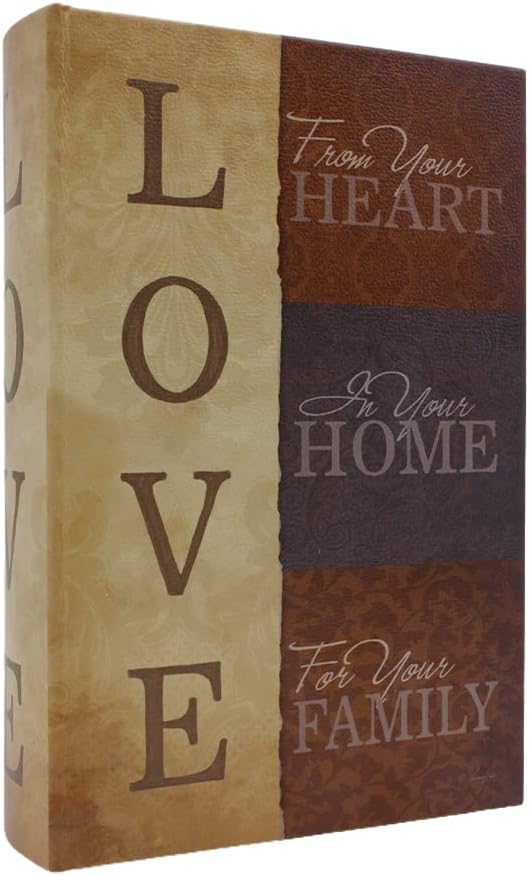 PACOLO Decorative Book Boxes, Faux Wood with Magnetic cover Storage for Hidden Jewelry, Money, and Cash (Love)