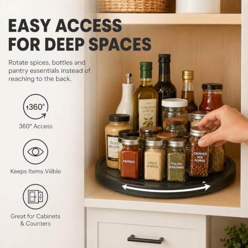 16Inch Lazy Susan Turntable - Heavy Duty Rotating Swivel Steel Ball Bearings - Flat Base Stand for TV/Computer/Monitor/A