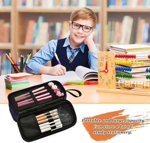 Custom Dragon Purple Pencil Case Box Boys Girls Personalized Name Large Pencil Pouch Stationery Pen Bag Organizer for Kids Adults School Office
