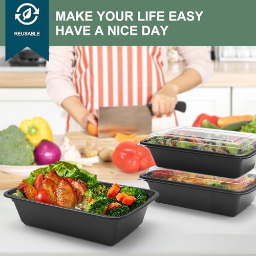 vivigu Meal Prep Containers Reusable 50 Pack - 28 oz Food Containers with Lids-Food Storage Containers with Lids, 28 oz -Take Out Disposable,BPA Free - Dishwasher & Freezer Safe