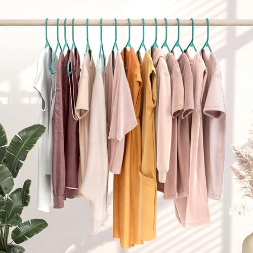 Plastic Hangers 20 Pack Aqua - Clothes Hangers - Makes The Perfect Coat Hanger and General Space Saving Hangers for Closet and New Apartment Essentials - Percheros Ganchos para Colgar Ropa Hangars
