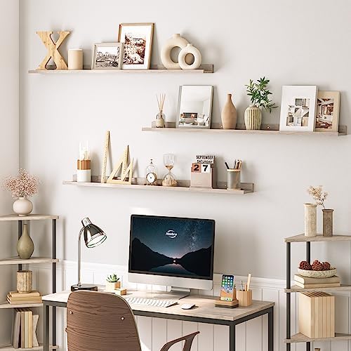 HOOBRO Floating Shelves, Wall Shelf Set of 3, 47.2 Inches Hanging Shelf