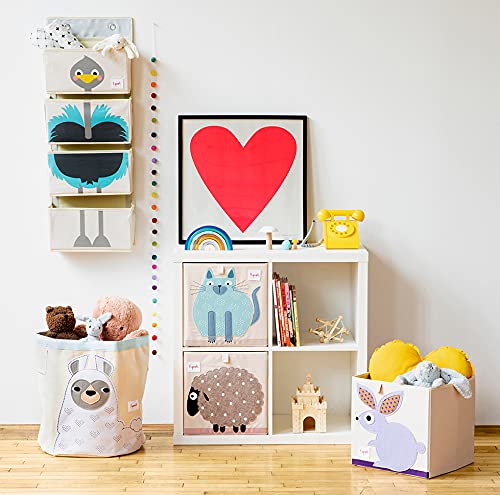 3 Sprouts Toy Storage Cube Bin, Foldable Storage Box, Sheep | Foldable organizer, Playroom or nursery toy storage, Cube shelf compatible, Toys books clothes storage, Folds flat