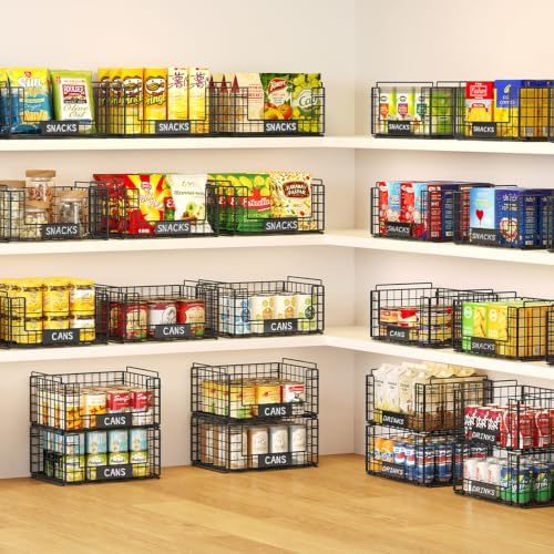 JKsmart 3 Pack XXL Stackable Wire Baskets, Pantry Organizers and Storage