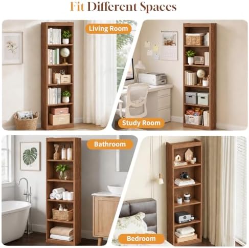 5 Tier Bookshelf,Open Storage Book Shelf,68 Inch Bookcase