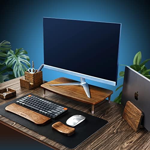 Wooden Monitor Stand Riser for iMac Laptop Computer Monitor – A Sturdy Computer Stand to Elevate Your Screen and Reduce
