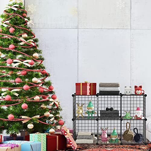 Wire Cube Storage Organizer, Metal Storage Shelves Bookshelf, Stackable Modular Closet Organizer for Bedroom Living Room