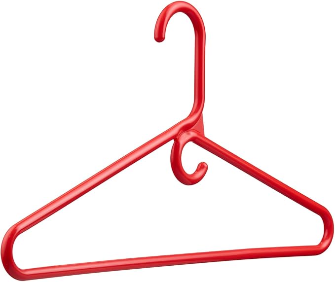 DEILSY™ Heavy Duty Plastic Hangers 50 Pack - Extra Heavy Duty Hangers for Clothes, Thick Red Plastic Hangers, Strong Clothes Hangers with Hook for Scarves & Belts