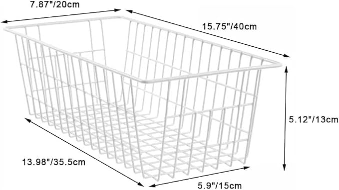 SANNO Freezer Baskets Wire Storage Baskets Bin Organizer Food, Kitchen, Basket Organizers Bins for Home, Bathroom, Closet Organization, White, 8