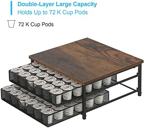 Coffee Pod Holder for Counter, Coffee Pod Drawer for K Cup Storage Drawer Holder, 72 Capacity Pods Storage Organizer Cup