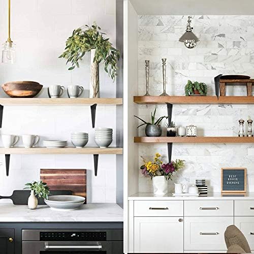 20 Pack Shelf Brackets 12 inches, Heavy Duty Black Iron Metal Floating Shelf Bracket, Rustic Farmhouse Decorative L Brac