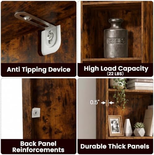 5 Cube Storage Organizer, 5 Tier Narrow Bookshelf, Brown Cube Shelf