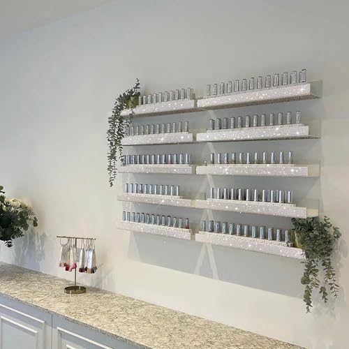 4 Pack Nail Polish Wall Rack, Rhinestone Acrylic Organizer