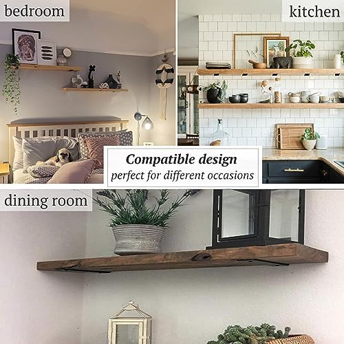 8 Pack Shelf Brackets 10 Inch Floating Shelf Bracket 1/5 inch Thick Heavy Duty Hidden Shelf Brackets Iron Metal Brackets