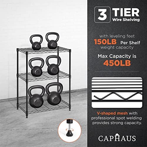 CAPHAUS 3/4/5-Tier Adjustable Height Wire Shelving Unit, Metal Steel Storage Shelve, Rack Shelving, Garage Shelving Stor