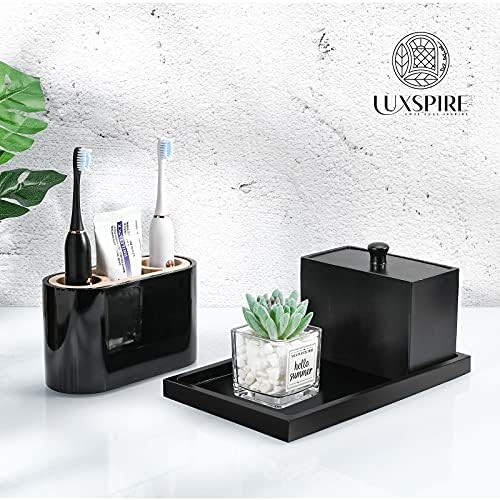 Luxspire Resin Bathroom Vanity Tray Countertop Organizer, M, Matte Black