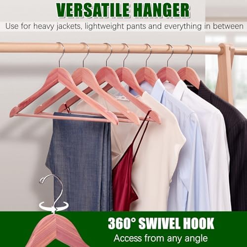 Amber Home 30 Pack Natural Red Cedar Wooden Suit Coat Hangers for Closet