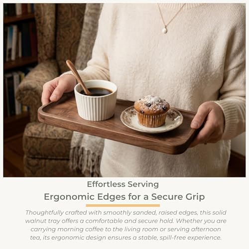 muso wood Walnut Serving Tray Solid Wood Tray, 11.8 x 5 inch