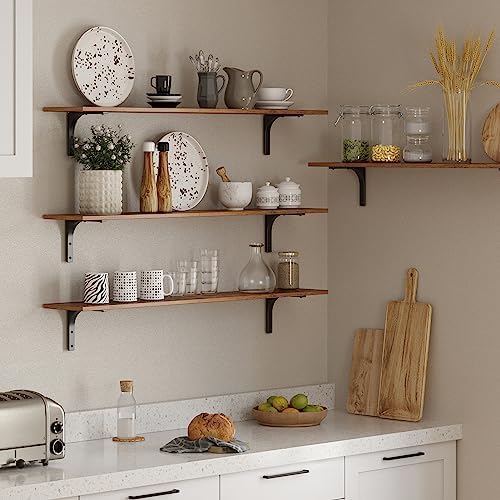 DINZI LVJ Long Wall Shelves, 55.1Inch Wooden Wall Mounted Shelves, Set of 2