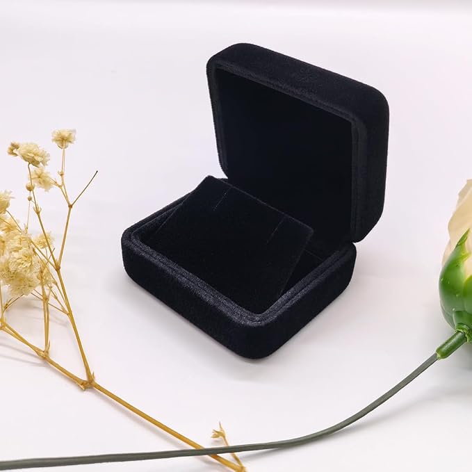 2 Pieces Velvet Earring Box,Stud Earring Gift Box,Jewelry Display Case for Proposal,Engagement,Wedding and Birthday,Black